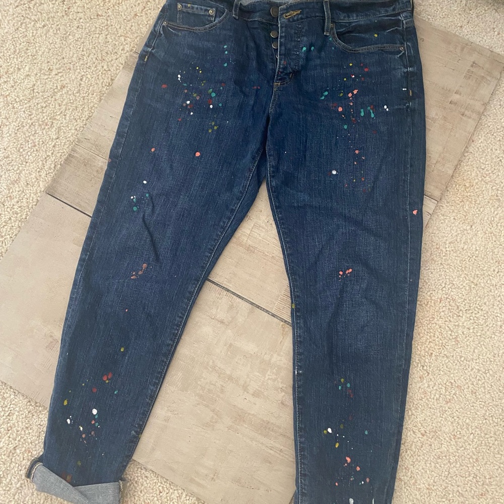Loft Boyfriend Paint-splash Jeans